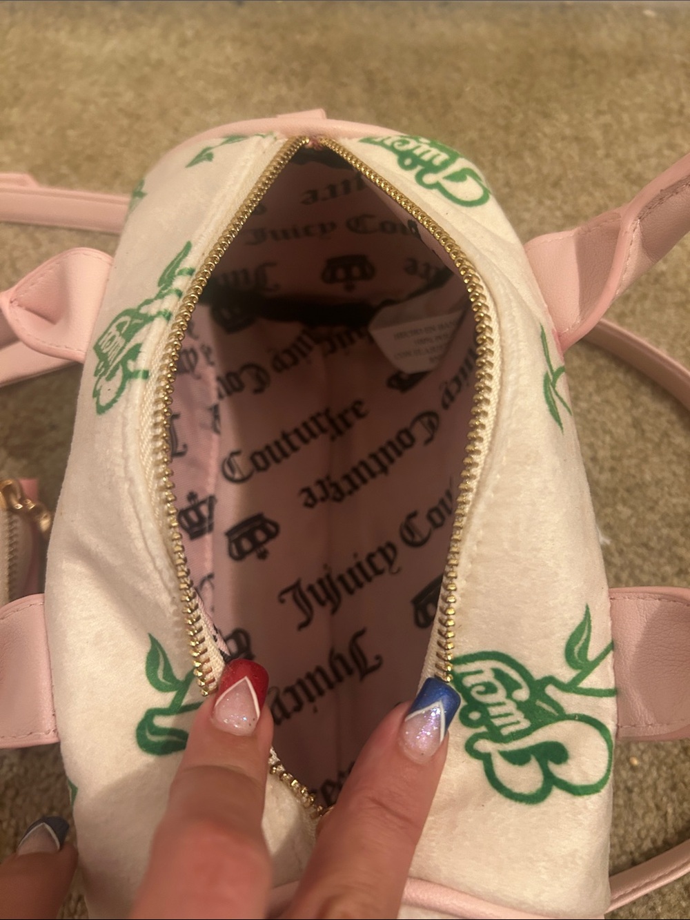 Juicy Couture Pink & Cream Cherry Mini Barrel Bag - Picture 3 of 6